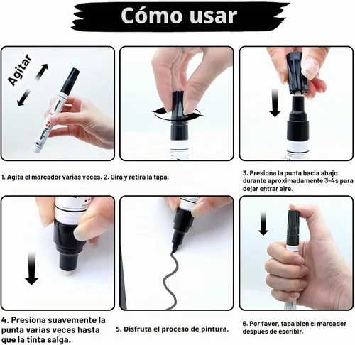 Vista 2 de Artsunlvy Rotuladores permanentes de pintura negra, paquete de 2 marcadores impermeables a base de aceite de secado rápido para plástico Negro