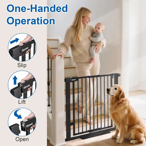 Vista 7 de Puerta de bebé de 29 a 40 pulgadas para puertas y cochecitos, puerta de perro de cierre automático para interiores para escaleras, puerta de bebé