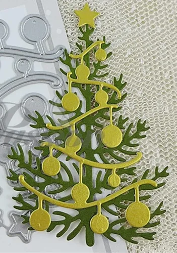 Vista 6 de Troqueles de metal para árbol de Navidad, troqueles de corte ligero para árbol de Navidad, plantillas de corte para álbumes de recortes, fotos