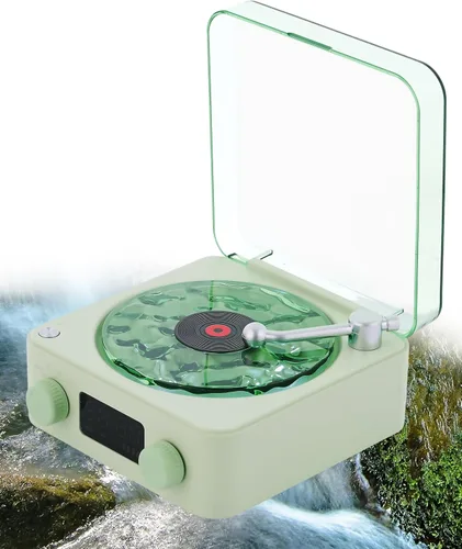 Vista 10 de Waves Altavoz Bluetooth de Vinilo, Estilo Reproductor de Discos de Vinilo con Ruido Blanco de Sonido Oceánico, Altavoces Bluetooth Retro con Luz