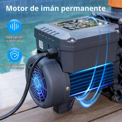 Vista 2 de Bomba de piscina de velocidad variable de eficiencia energética 2.5HP para piscinas enterradas 220v Gris mate