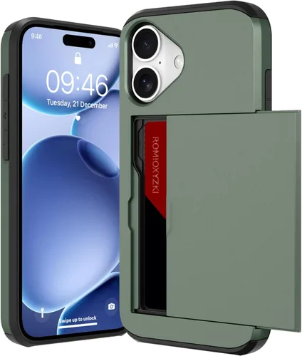 Vista 40 de ZIYE Funda tipo cartera para iPhone 16 Plus con tarjetero, antiarañazos de doble capa con bolsillo oculto, funda a prueba de golpes compatible
