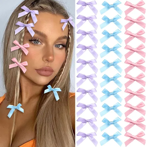 Vista 35 de 20 piezas de lazos negros para el cabello con cinta, clips tipo cocodrilo para el cabello, pasadores para el cabello para adolescentes, pinzas