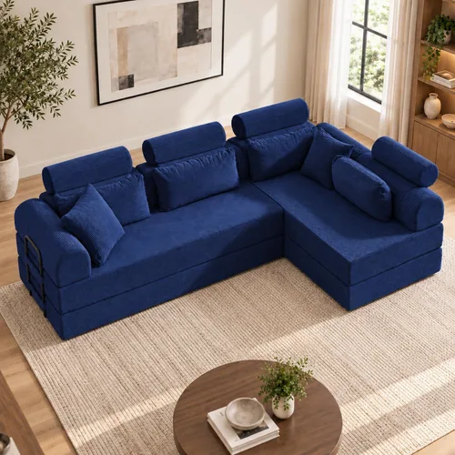 Vista 9 de Sofá modular deshuesado en forma de L de 106 pulgadas, sistema de 2 piezas (2 x 70.87 pulgadas), sofá modular convertible a sofá recto de 141.7