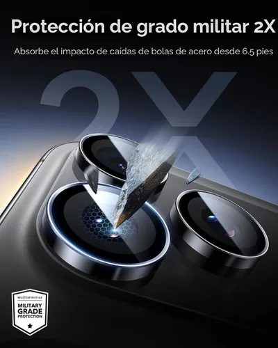 Vista 4 de ESR Protector de lente de cámara para iPhone 15 Pro Max/15 Pro/14 Pro Max/14 Pro, protector de lente individual HD ultra resistente, vidrio templado