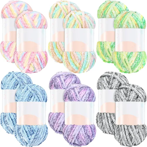 Vista 17 de Xinnun 12 madejas 1116 yardas hilo de felpilla de terciopelo suave grueso de felpa a granel para crochet tejer manta manualidades DIY tejido, 6mm