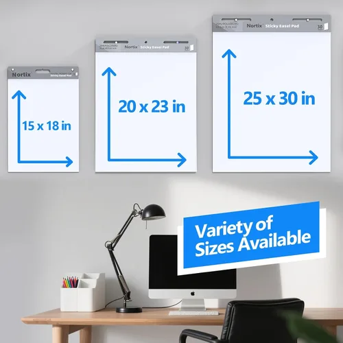 Vista 6 de Nortix Sticky Easel Pads, Flip Chart Paper, 15 x18 inch, 30 Sheets/Pad, 4 Pads, Chart Paper for Teachers,Super Adhesive & Bleed-Resistant, Mini
