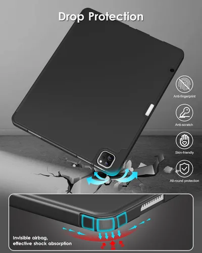 Vista 6 de DTTO Funda para iPad Air de 13 pulgadas M3/M2 2025/2024, iPad Pro de 12.9 pulgadas (6ª/5ª/4ª/3ª generación), funda suave con soporte triple delgado