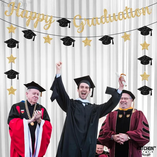 Vista 4 de Cartel de feliz graduación con purpurina – No DIY, pre-encordado Cartel de feliz graduación para decoraciones de fiesta de graduación 2026