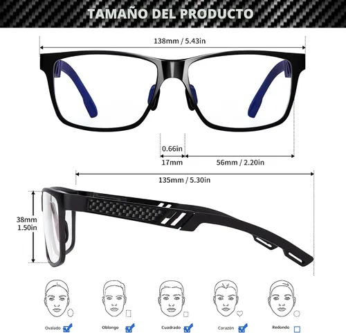 Vista 4 de ANYLUV Gafas de bloqueo de luz azul para hombre, gafas de juegos de computadora, ligeras, de metal Al-Mg, protección ocular antifatiga ocular