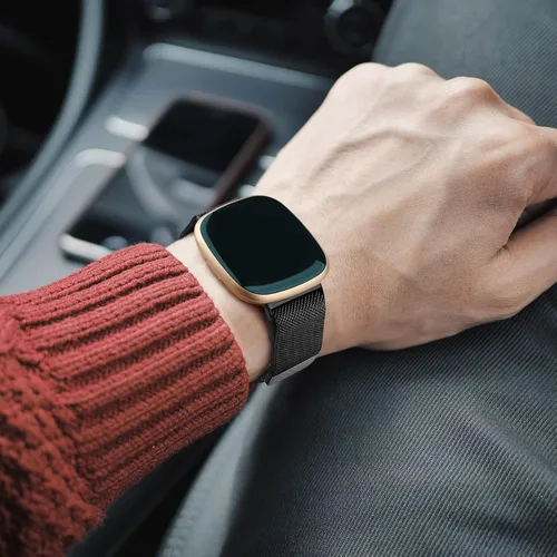 Vista 6 de Vanjua Correa de metal para Fitbit Sense 2 / Sense Bands, Fitbit Versa 4 / Versa 3 correas para mujeres y hombres, correa de repuesto de pulsera