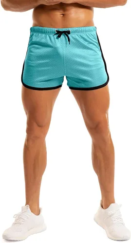 Vista 2 de Ouber Pantalones cortos ajustados para hombre, culturismo, entrenamiento, gimnasio, correr, pantalones cortos ajustados