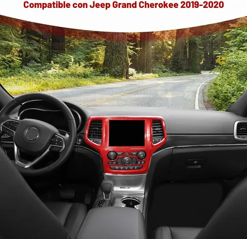 Vista 3 de Cubierta para panel de navegación con bisel central para Grand Cherokee Center Dash compatible con Jeep Grand Cherokee 2019 2020, accesorios Rojo