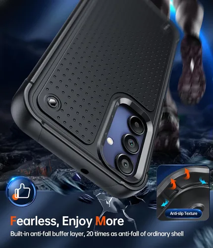 Vista 4 de LeYi Funda para teléfono Galaxy A15-5G: A15 5G Funda con protector de pantalla de vidrio, resistente a prueba de golpes de doble capa protectora