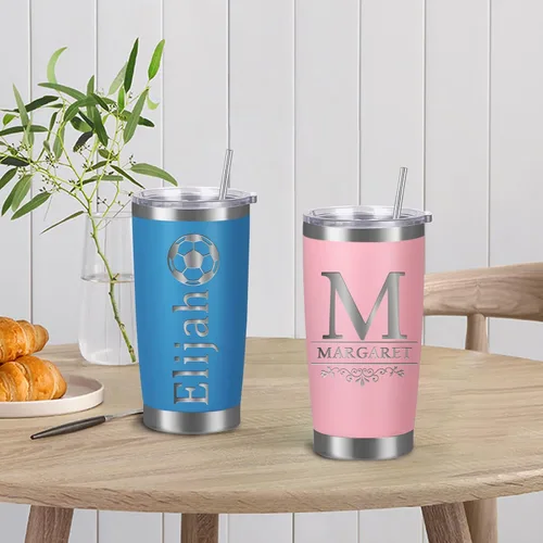 Vista 6 de Vasos personalizados para papá con tapas y pajitas para mujeres y hombres, vaso de café personalizado con nombres grabados, vaso aislado de acero