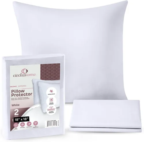 Vista 13 de CIRCLESHOME Protectores de almohada europeos – Fundas de almohada 100% algodón transpirable – Fundas de almohada cuadradas de 26 x 26 pulgadas