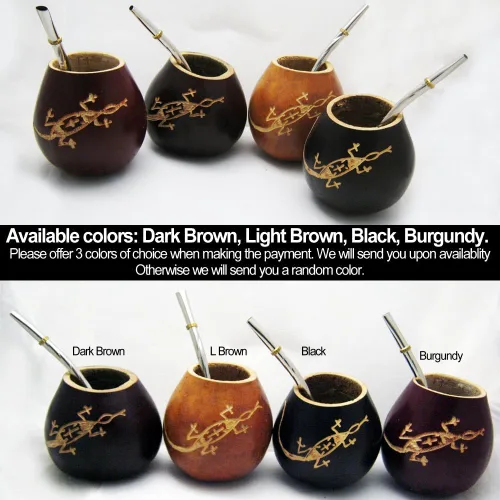 Vista 2 de LIZARD MATE GOURD YERBA TAZA DE TÉ CON BOMBILLA DE PAJA BEBIDA DESTOX HECHA A MANO 1734