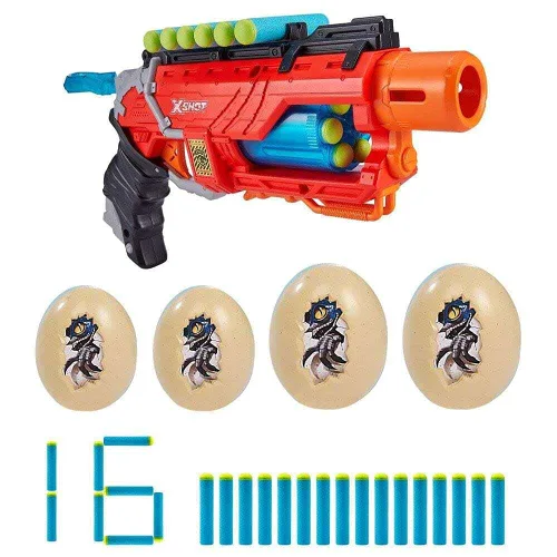 Vista 2 de XSHOT ZURU (4866) - Lanzador de dardos de espuma Dino Attack Dino Striker (16 dardos, 4 huevos)