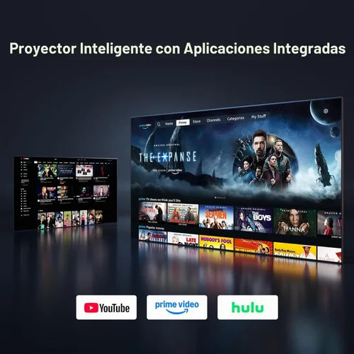 Vista 3 de Mini proyector con WiFi y Bluetooth, proyector portátil 4K 1080P soporte