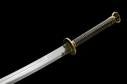 Vista 4 de LONGSWORD - Espada ancha Yan Ling Dao hecha a mano con hoja de acero forjado de alto carbono, vaina de madera de poliuretano y accesorios