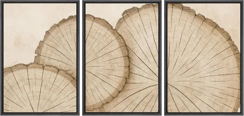 Vista 260 de SIGNFORD - Set de obras de arte en lienzo enmarcado para pared, ilustraciones abstractas de neblina del desierto en tonos neutros beige y marrón