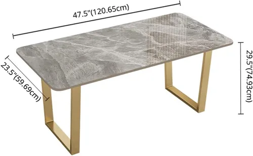 Vista 3 de LITFAD Juego de mesa nórdica de comedor con base de metal, mesa de comedor rectangular formal, juego de comedor moderno con 4 sillas de comedor