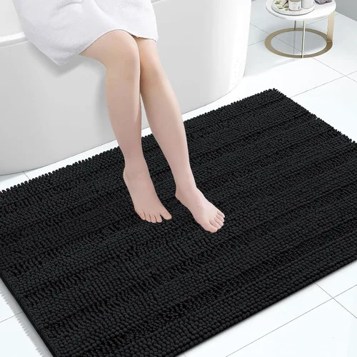 Vista 269 de Grandaily Alfombras de baño de felpilla a rayas de 24 x 16 pulgadas, extra gruesas y suaves, absorbentes, parte trasera de goma, alfombra de ducha