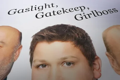 Vista 3 de GOLEHS Gaslight, Gatekeep, Girlboss Tapiz con kit fácil de colgar, bandera divertida para dormitorio universitario, disponible en tamaños de 40 a 90