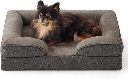 Vista 15 de Made4pet - Cama grande para perro, sofá ortopédico de espuma para perros, sofá cama para mascotas de 38 pulgadas con funda impermeable lavable, Gris