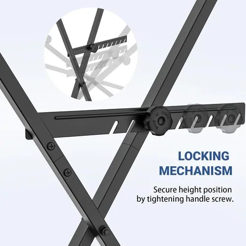 Vista 8 de GLEAM Soporte para teclado - Soporte para piano digital, estilo X individual, negro (capacidad: 100 lb)