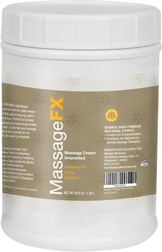 Vista 10 de MASSAGE FX Crema de masaje sin perfume, 4 onzas, cremas de masaje para terapia de masaje, infundidas con árnica, girasol y vitamina E