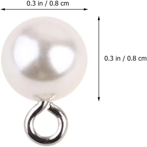 Vista 2 de Exceart 100 dijes colgantes de perlas de plástico, cuentas redondas de perlas de imitación para manualidades, aretes, collares, accesorios