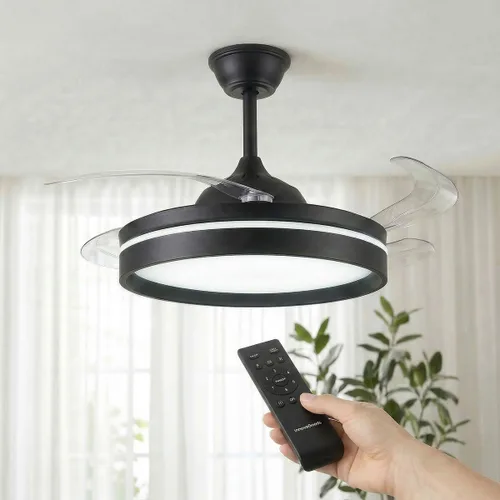 Vista 2 de Ventilador de Techo con Luz LED, 4 Aspas Retráctiles y Mando a Distancia InnovaGoods