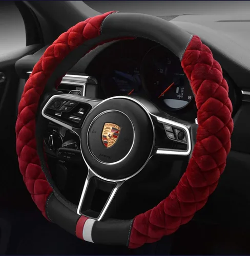 Vista 5 de HAOKAY - Funda para volante de invierno de felpa suave con tamaño universal de 15.0 in