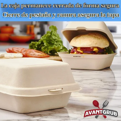 Vista 4 de Caja para llevar a prueba de grasa de 6 x 6 pulgadas, 25 unidades. Contenedor desechable para llevar para microondas con tapa con bisagras. Cajas