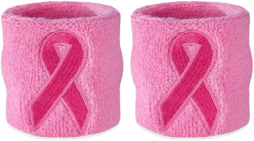 Vista 9 de Suddora Pulseras de cinta rosa - Bandas para el sudor a granel para concientizar el cáncer de mama Negro - 1 par (paquete de 2)