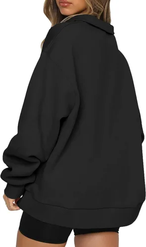 Vista 3 de YLDUJ AMUM Sudadera para mujer con media cremallera de 14 suéter de gran tamaño con hombros caídos