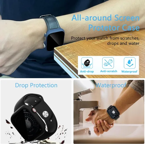 Vista 4 de 3 Pack Case for Apple Watch Series 12 42mm with Privacy Screen Protector Negro/Negro/Negro