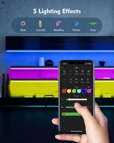 Vista 4 de VOCOlinc - Tira de luz LED que funciona con Homekit Alexa y el asistente de Google, no requiere Hub, 2.4 GHZ