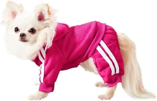 Vista 6 de MeowWow Sudadera con capucha para cachorros pequeños, suéter de 4 patas, mono de forro polar, sudadera con capucha para mascotas, ropa de invierno