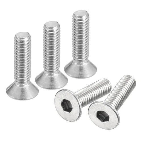 Vista 21 de uxcell tornillos de cabeza avellanada plana #8-32x1/2, 25 piezas de tornillos de cabeza plana con llave hexagonal de acero inoxidable 304, rosca