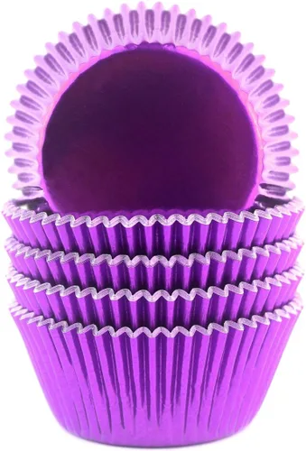 Vista 9 de Moldes de aluminio para cupcakes para fiesta de Halloween, tazas para hornear estándar, 100 unidades (negro)