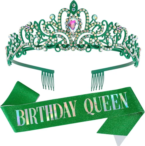 Vista 8 de COCIDE Kit de tiara y coronas plateadas de cumpleaños, tiara plateada, corona, banda, diadema de diamantes de imitación, banda con purpurina para 1