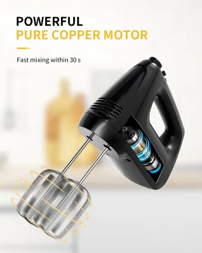 Vista 3 de SHARDOR Batidora de mano eléctrica, 6 velocidades y turbo, mezclador eléctrico de mano, estuche de almacenamiento a presión, 5 accesorios de acero