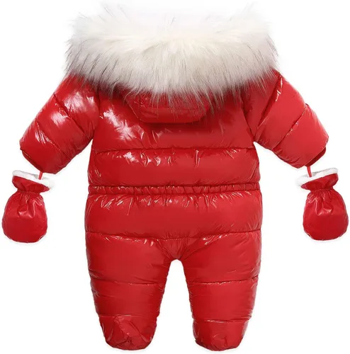 Vista 2 de TBUIALL Infant Baby Girl Boy Warm Winter Snowsuit Jacket Clothes Zipper Thick Jumpsuit Hooded Snow Wear Coat Ski