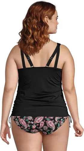Vista 2 de Lands End Traje de baño tankini con aros y cuello en V ajustable para mujer talla extra grande DD-Cup resistente al cloro