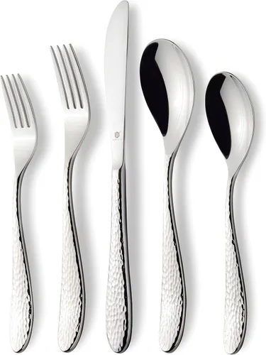 Vista 18 de Danialli Juego de utensilios de servir, cucharas de servir de acero inoxidable 18/10, servidores de ensalada, cuchillos de mantequilla, acabado