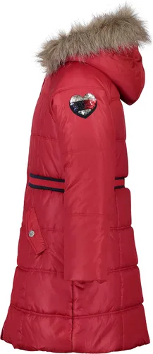 Vista 3 de Tommy Hilfiger Chaqueta acolchada de longitud larga para niñas, impermeable, con forro polar y capucha de piel sintética