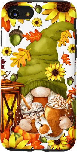 Vista 17 de iPhone 15 Hello Fall Gnomo para mujer, diseño de hojas de otoño, diseño de calabaza