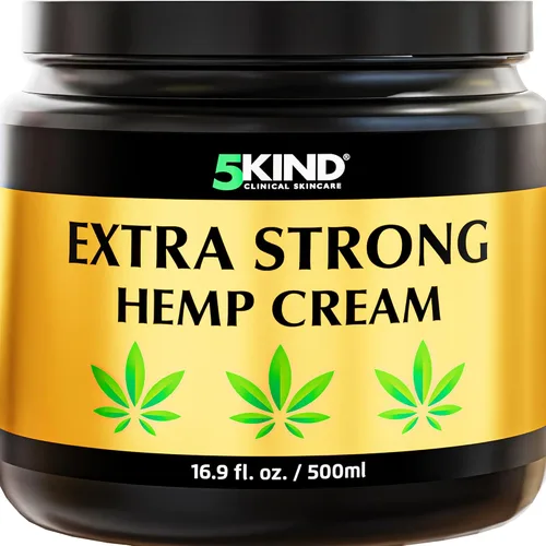 Vista 15 de 5kind Crema de cáñamo extra fuerte, 3.4 onzas líquidas, máxima fuerza, crema tópica natural, masaje muscular para espalda baja, articulaciones
